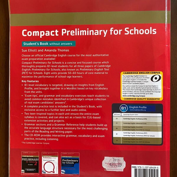 Compact Preliminary for Schools + CD Libro Inglese Cambridge B1
