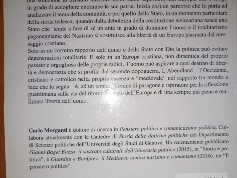 Comunità e stato, Europa e occidente. La politica secondo Guardini.a politica