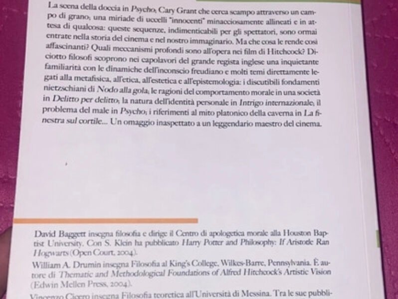 Hitchcock e ma filosofia |La finestra sul cortile metafisico