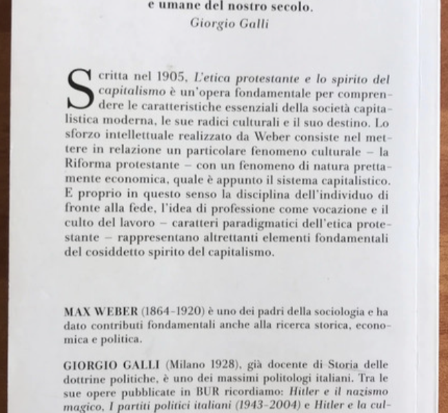 L’etica protestante e lo spirito del capitalismo