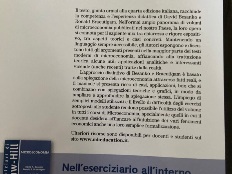 Microeconomia (David a.besanko, Ronald r. Braeutigam edizione italiana a cura di Giam Pietro cipriani, Paolo coccorese, Stefania ottone)