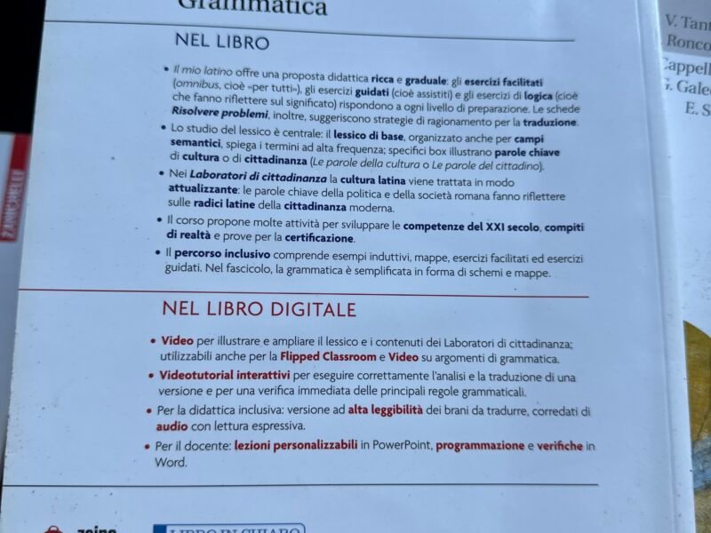 il mio latino, grammatica