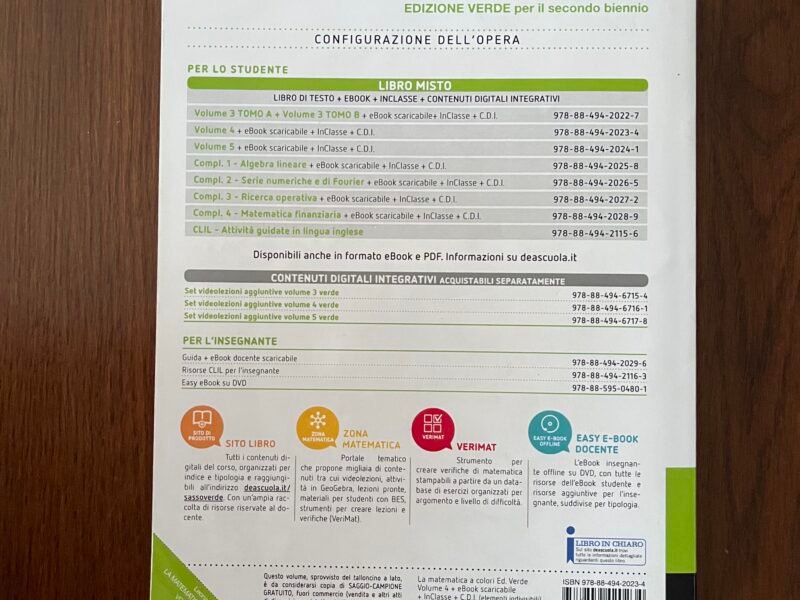 La matematica a colori 4 edizione verde