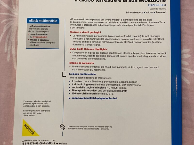 Il globo terrestre e la sua evoluzione, edizione blu, seconda edizione, Minerali e rocce - vulcani - terremoti