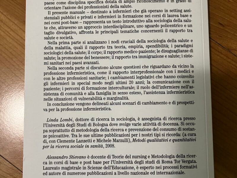 Introduzione alla sociologia della salute, manuale per la professione infermieristica